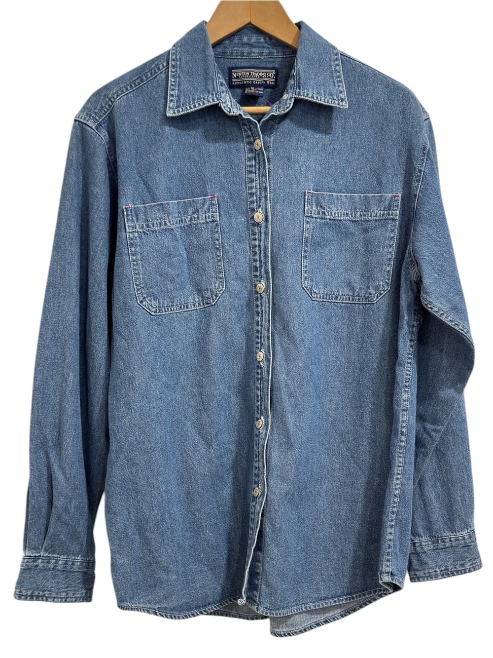 Newton Trading Co. Denim Button Front Shirt Medium Wash Chambray  Size M - Picture 2 of 11